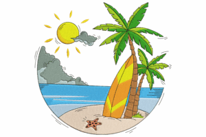 Tropical Beach Embroidery Design