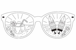 Tropical Beach Sunglasses Embroidery Design