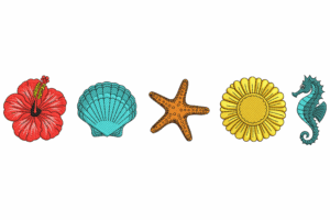 Tropical Ocean Elements Machine Embroidery Design