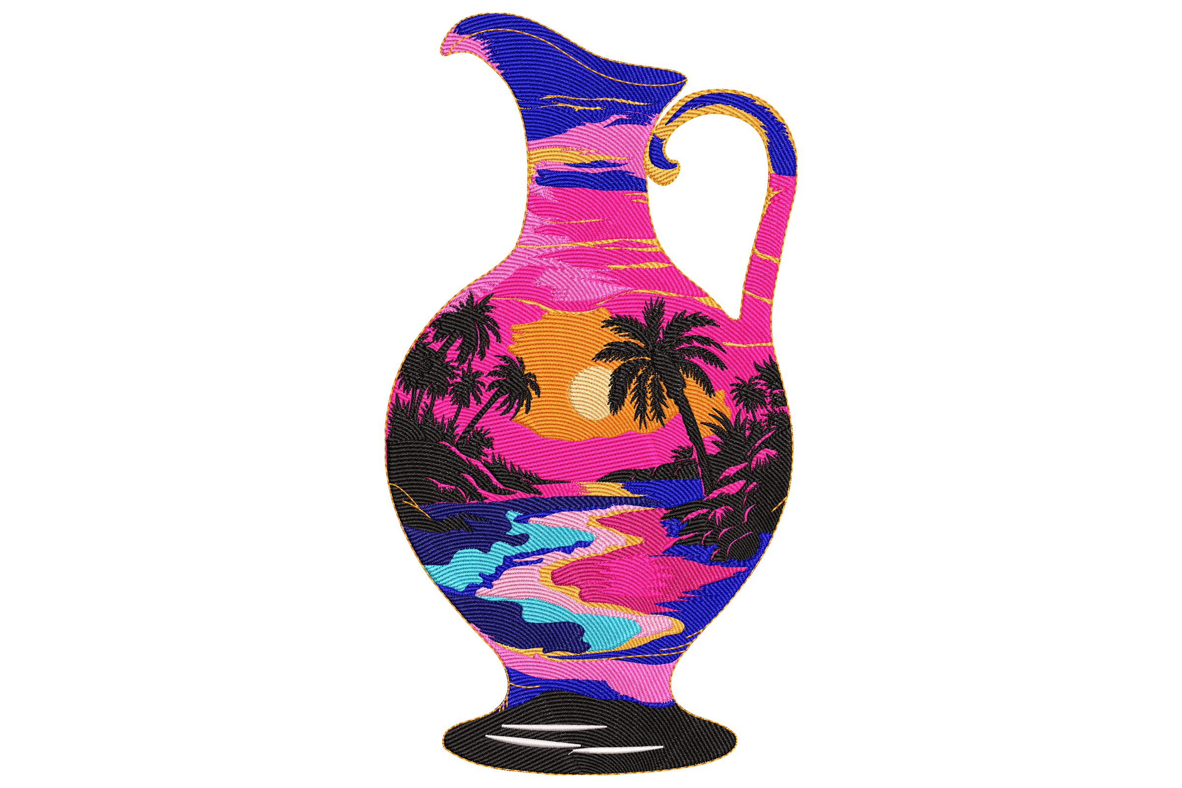 Free Tropical Sunset Jug Embroidery Design