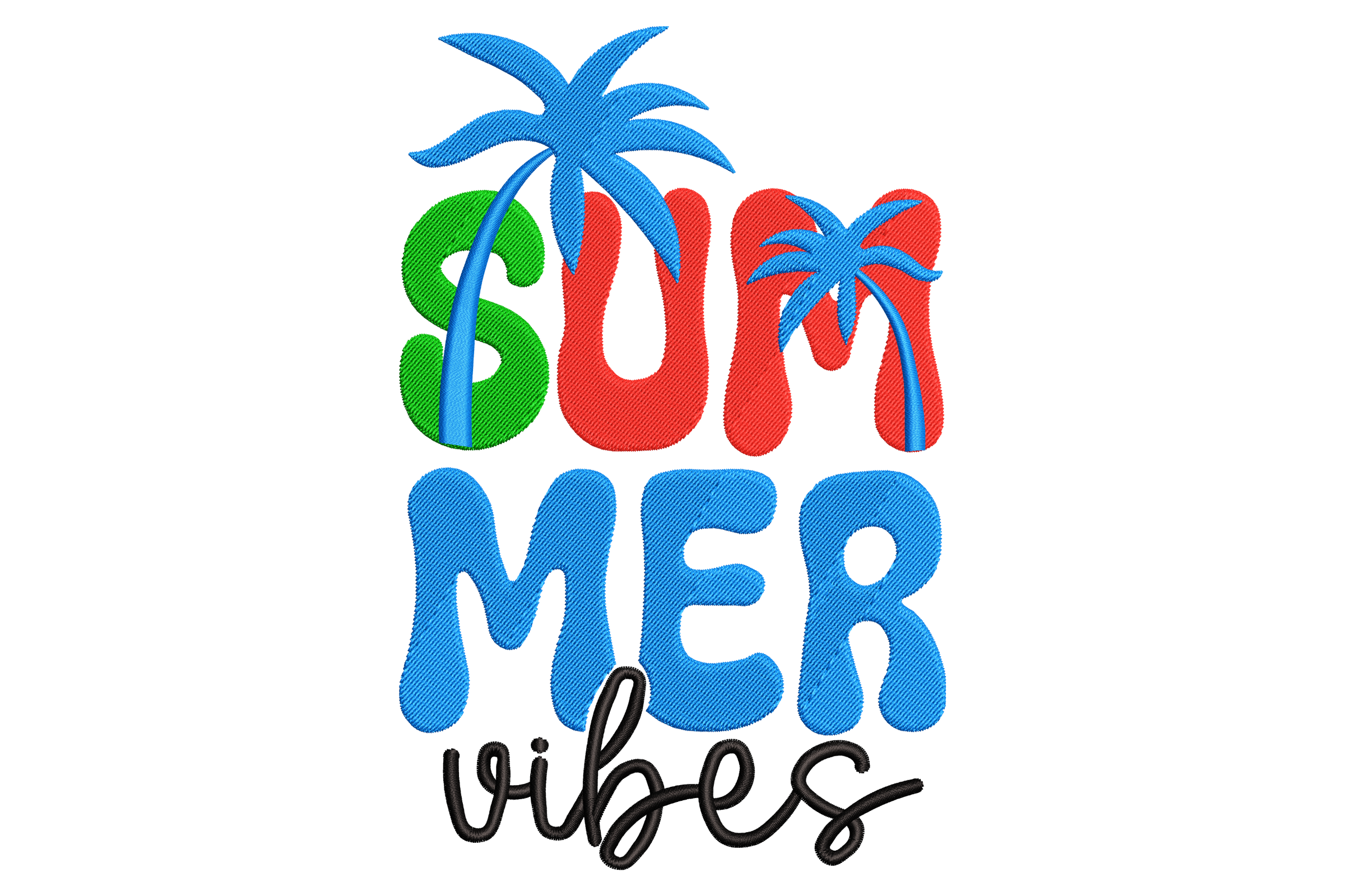 Tropical Text Summer Vibes Embroidery Design