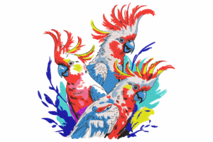 Tropical Trio Parrot Embroidery Design