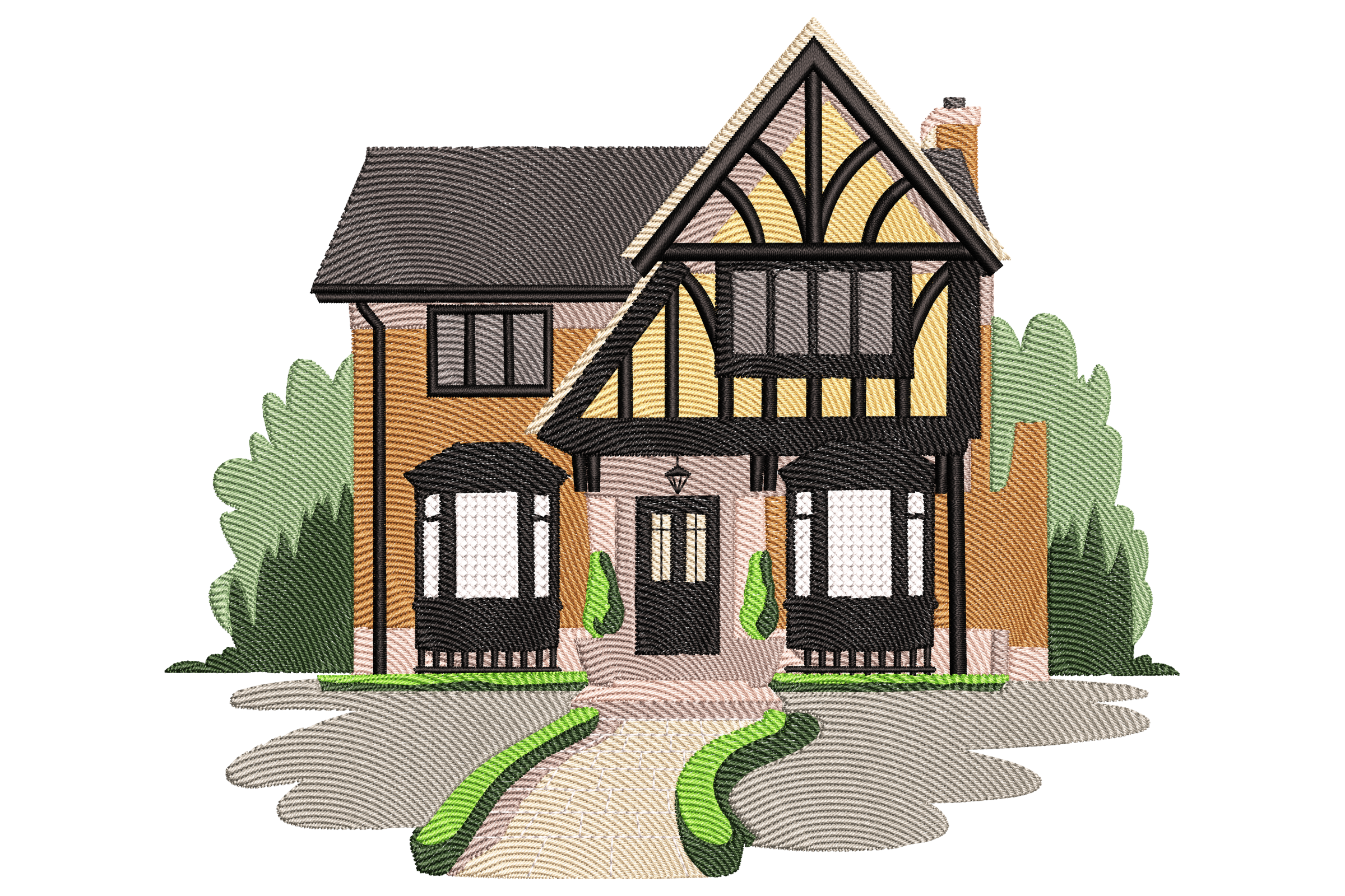 Tudor House Embroidery Design