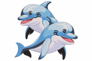 Two Happy Dolphins Embroidery Design