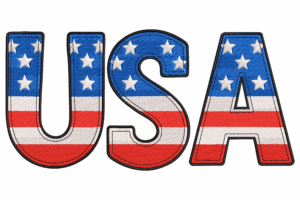USA Letters with American Flag Embroidery Design