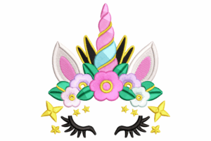 Unicorn Face Floral Embroidery Design