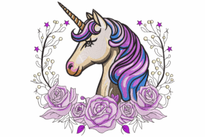 Unicorn with Roses Embroidery Design