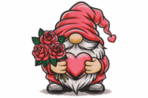 Valentine Gnome Machine Embroidery Design