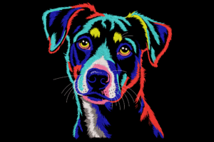 Vibrant Colorful Dog Face Embroidery Design