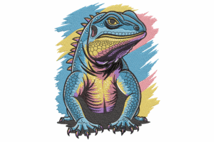 Vibrant Lizard Machine Embroidery Design