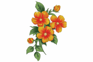 Vibrant Orange Floral Embroidery Design