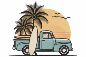 Vintage Surf Truck Embroidery Design