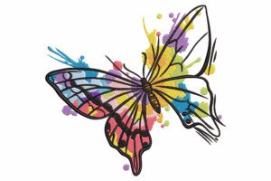 Watercolor Splash Butterfly Embroidery Design