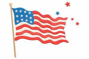 Waving American Flag Embroidery Design