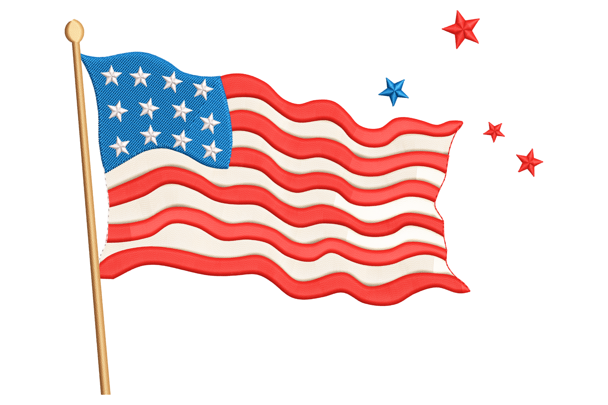 Waving American Flag Embroidery Design