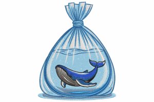 Whale in Water Bag Embroidery Design
