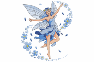 Whimsical Blue Fairy Embroidery Design