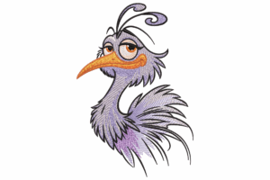 Whimsical Cartoon Bird Embroidery Design
