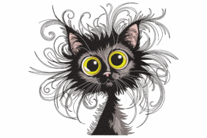 Whimsical Crazy Cat Embroidery Design