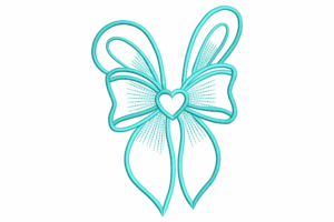 Whimsical Heart Bow Embroidery Design