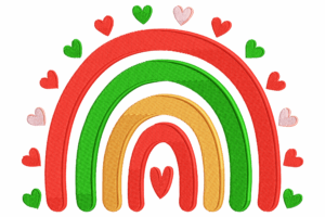 Whimsical Rainbow Heart Embroidery Design