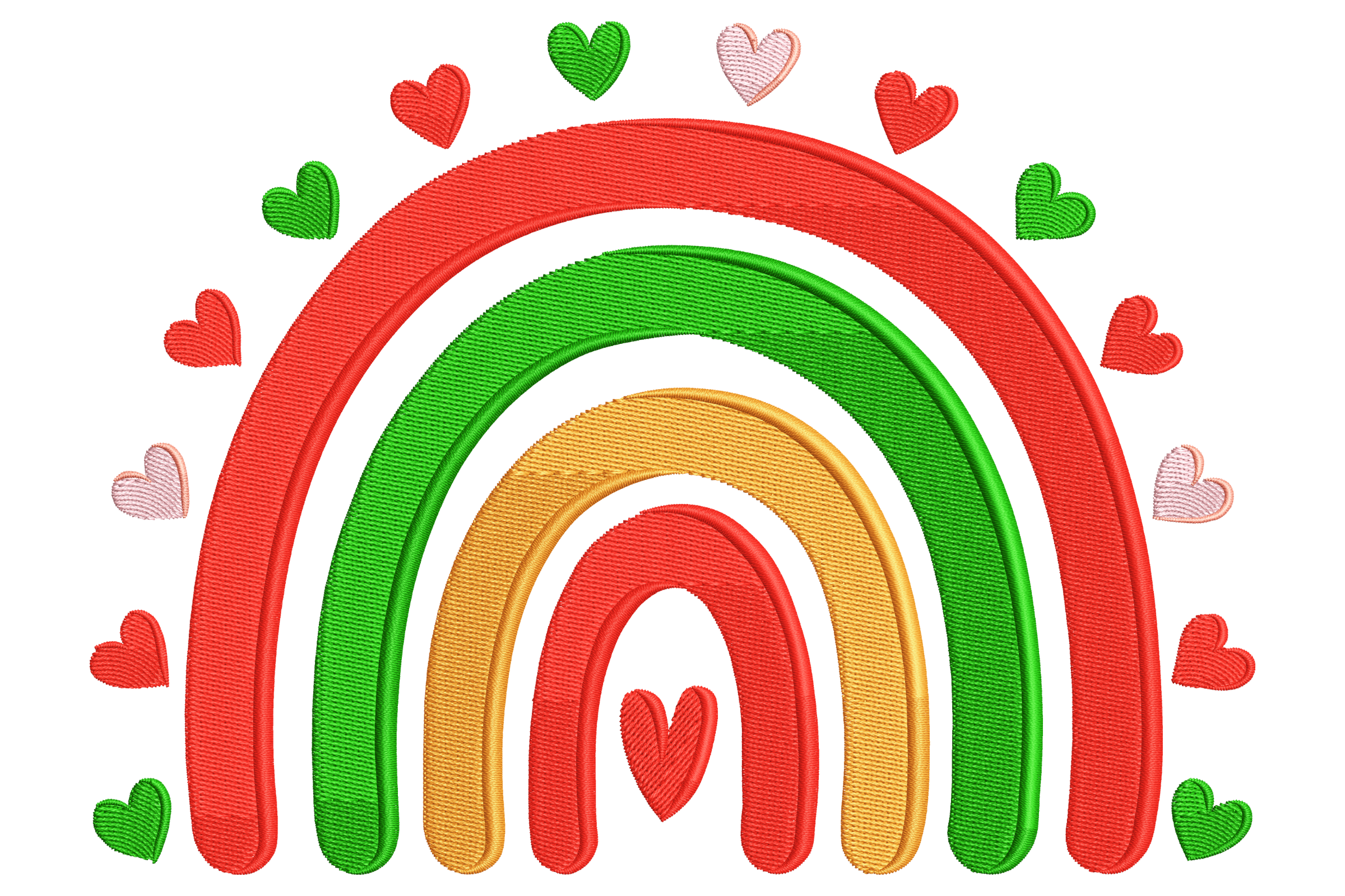Whimsical Rainbow Heart Embroidery Design