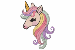 Whimsical Unicorn Head Embroidery Design
