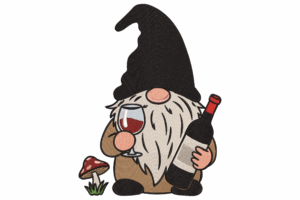 Wine Lover Gnome Embroidery Design