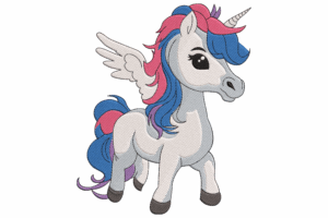 Winged Unicorn Embroidery Design