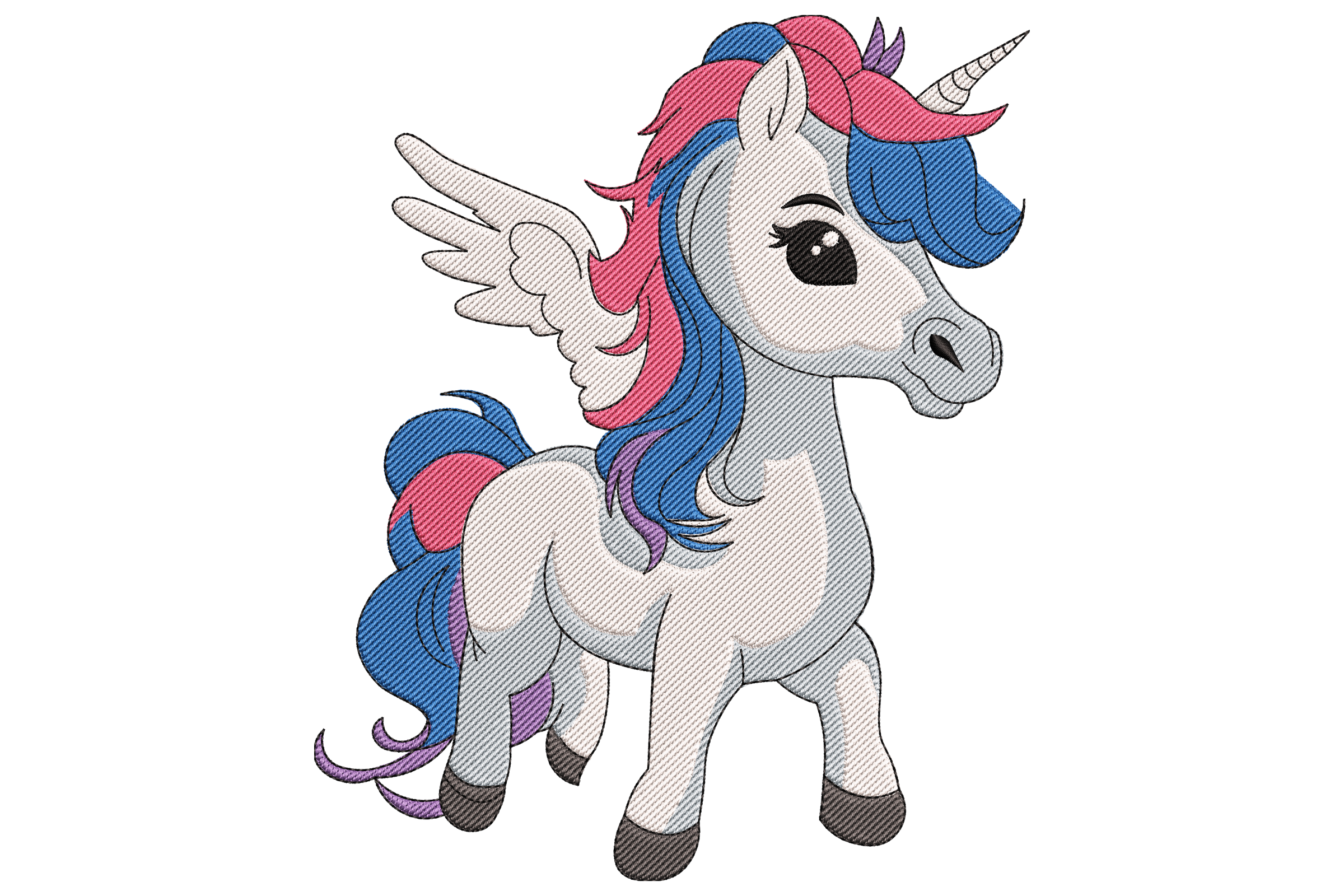 Winged Unicorn Embroidery Design