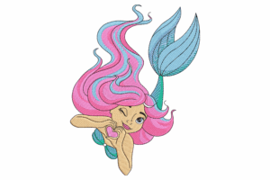 Winking Mermaid Embroidery Design