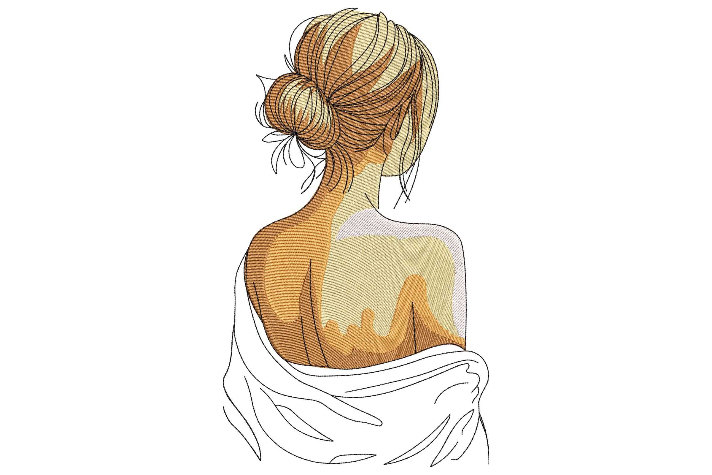 Woman from Behind Embroidery Design