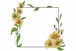 Yellow Floral Border Frame Embroidery Design