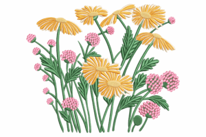 Yellow Wildflower Machine Embroidery Design
