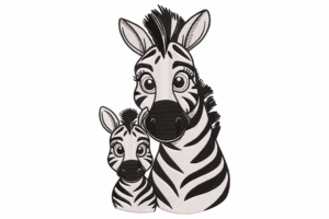 Zebra Mom and Baby Embroidery Design