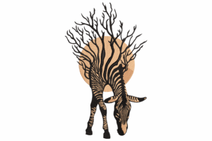 Zebra with Tree Branches Embroidery Design