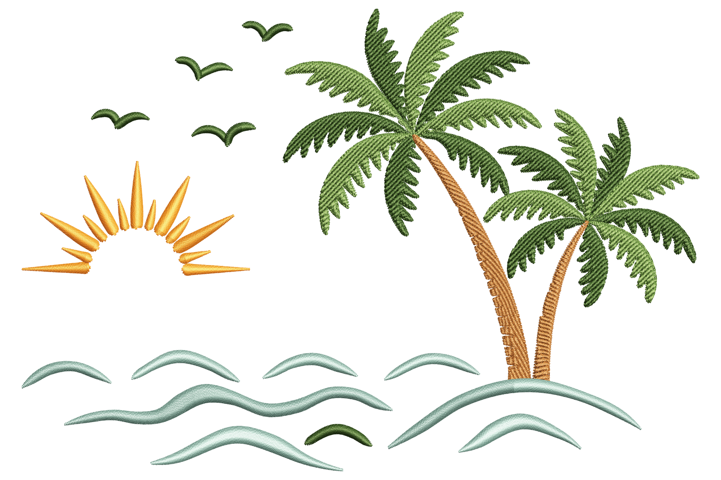 Premium Tropical Beach Embroidery Design