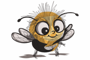 Adorable Cartoon Bee Embroidery Design