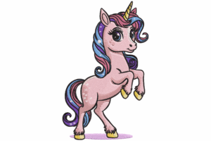 Adorable Standing Unicorn Embroidery Design