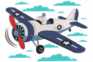 Airplane in the Sky Embroidery Design