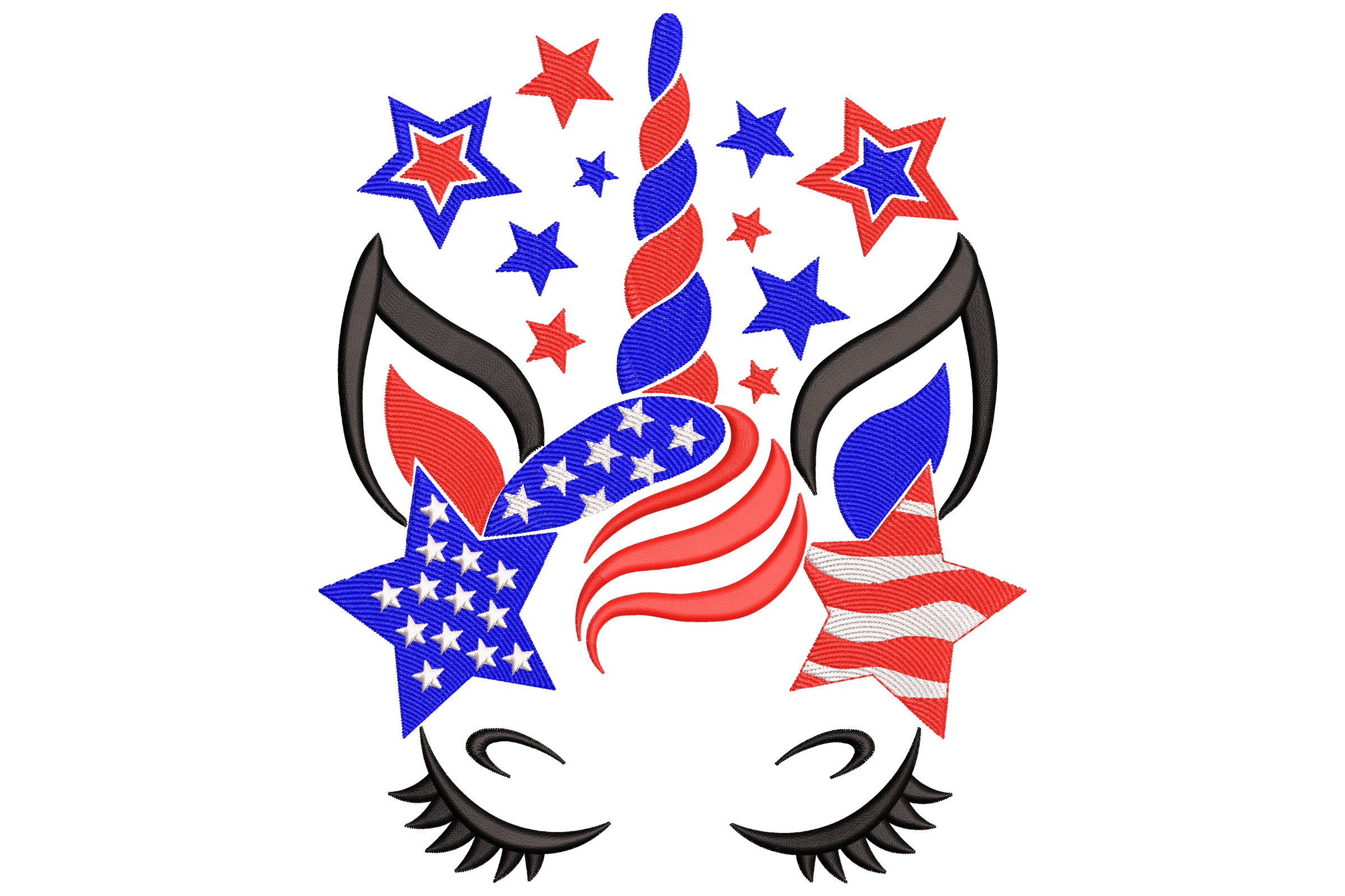 American Flag Unicorn Embroidery Design