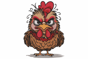 Angry Rooster Cartoon Embroidery Design