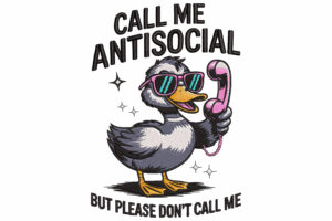 Antisocial Duck with Phone Embroidery Design