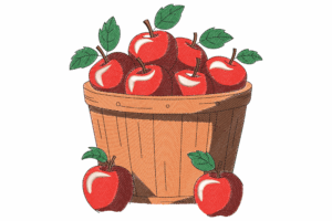 Apple Basket Machine Embroidery Design