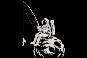 Astronaut Fishing on the Moon Embroidery Design