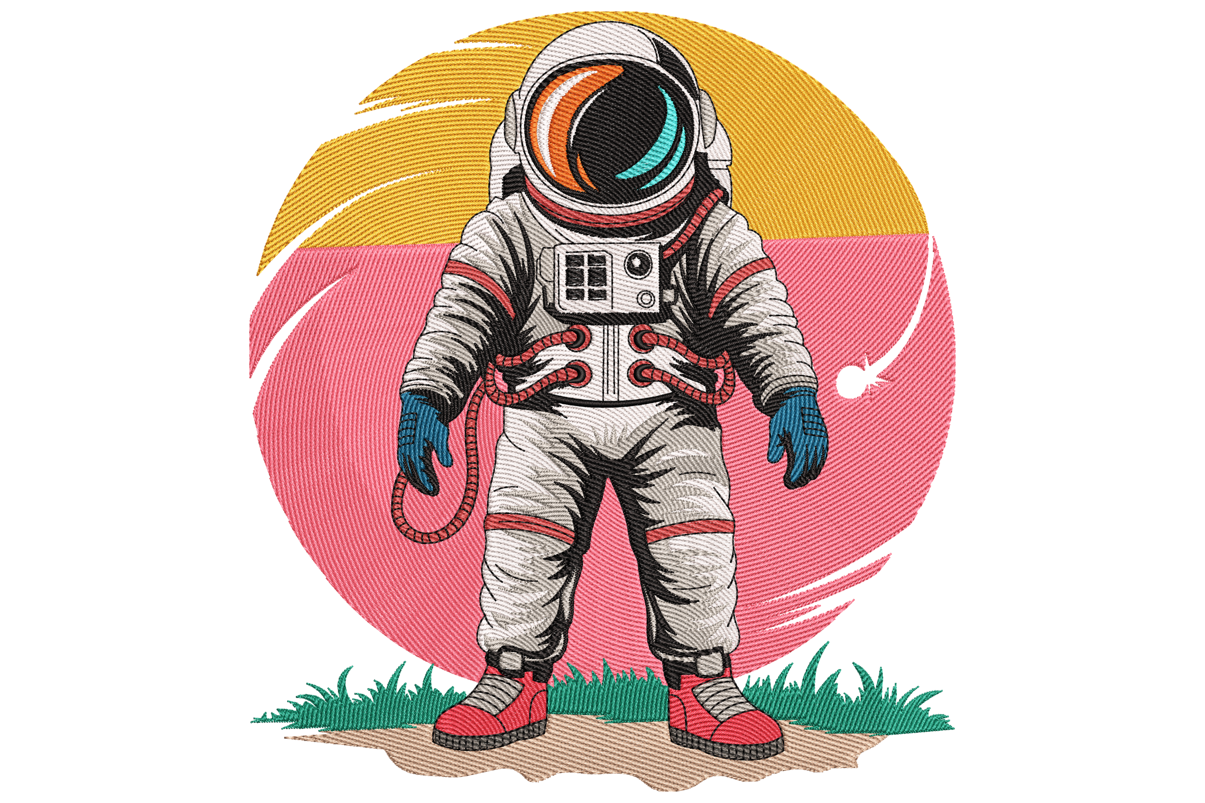 Astronaut Space Exploration Embroidery Design