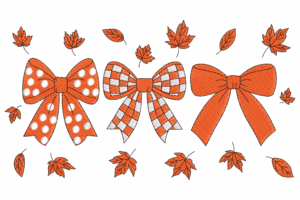 Autumn Plaid and Polka Dot Bows Embroidery Design