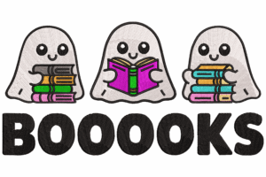 BOOOOKS Ghosts with Books Embroidery Design