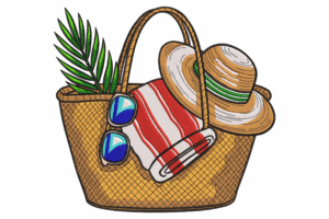 Beach Vacation Essentials Embroidery Design