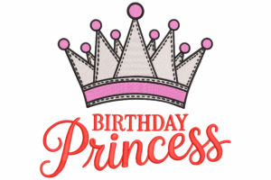 Birthday Princess Crown Embroidery Design